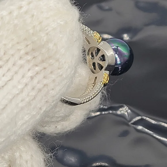 Vintage Gorgeous Ring 5925 Silver Two Tone Tied Split Shank Bead Ball Ring  7 - Picture 5 of 7